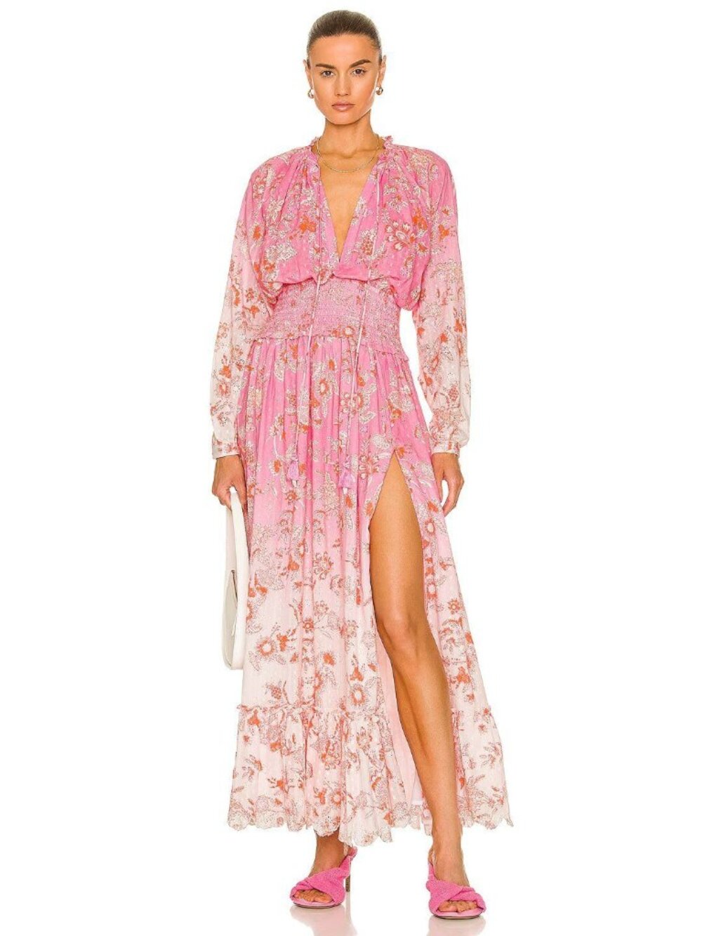 NWT $549 Hemant and Nandita Sidra Maxi Dress Pink Size XS